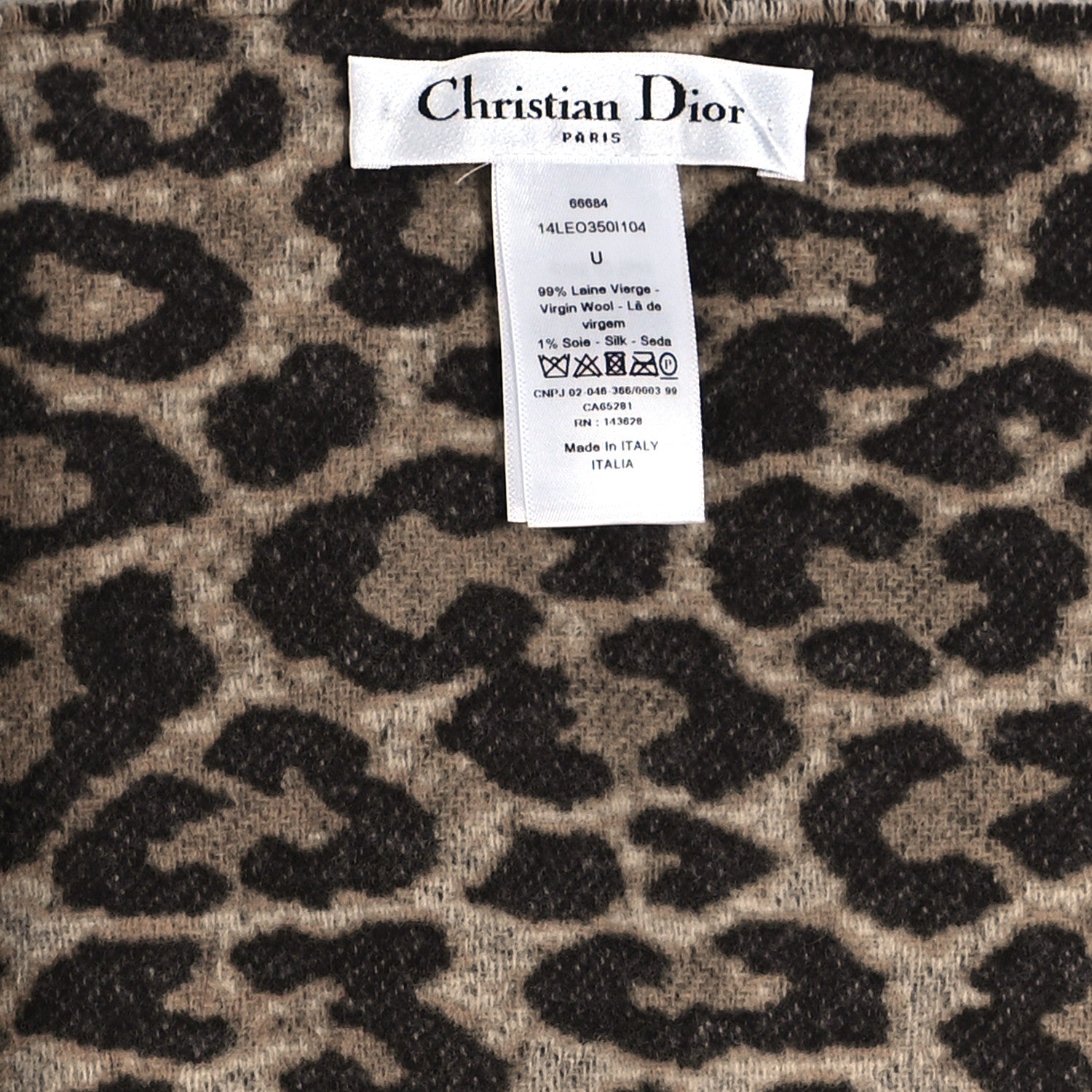 Christian Dior Wool Silk Leopard Throw Blanket Beige 3 of 3