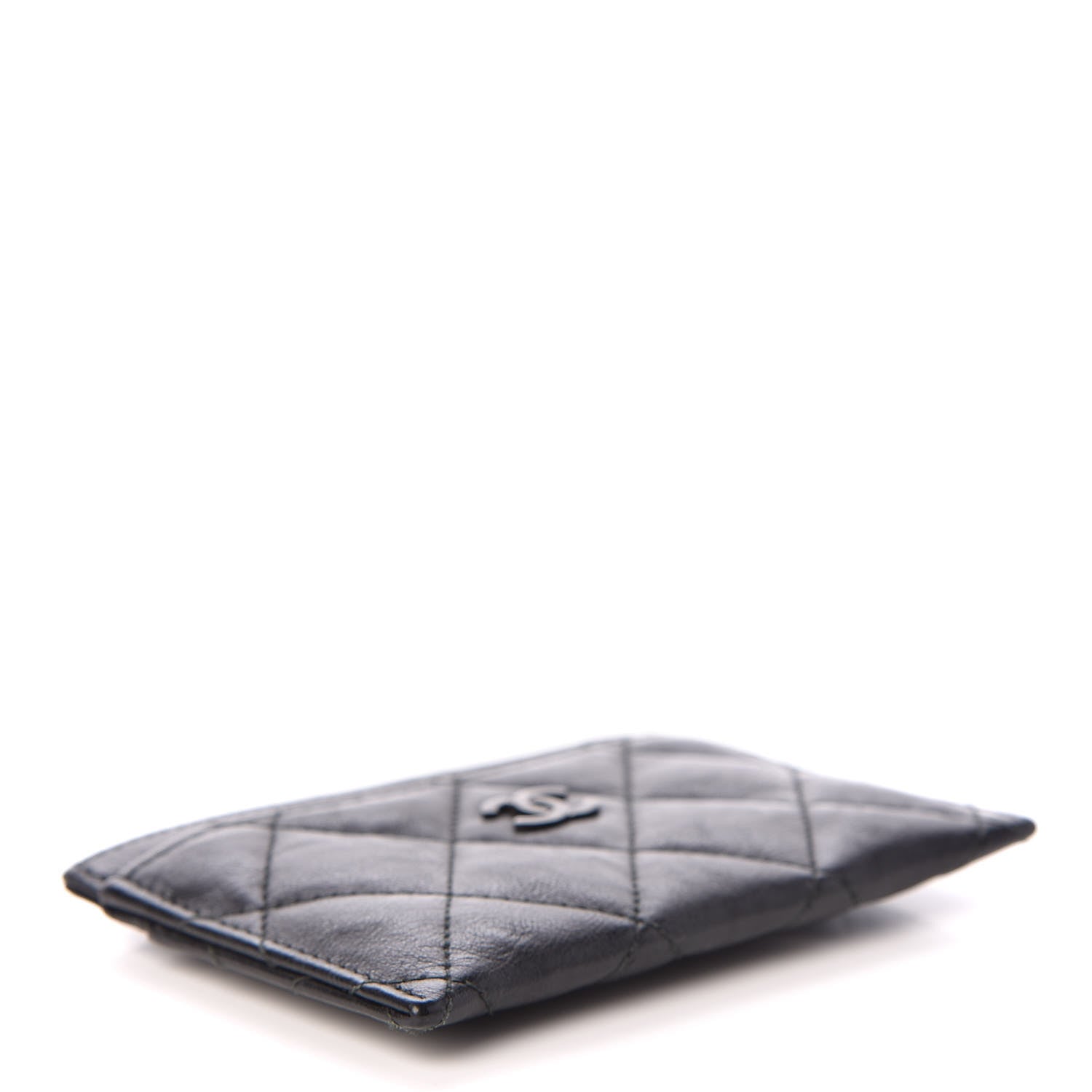 Chanel Crumpled Calfskin Quilted Card Holder So Black 4 of 9