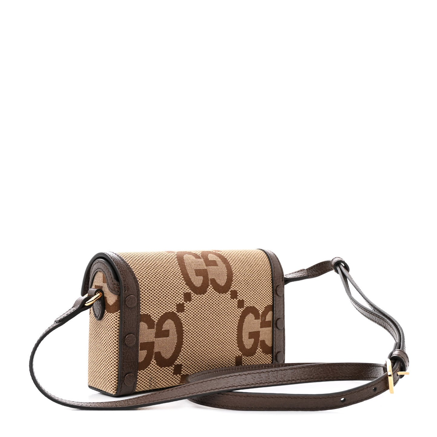 Monogram Jumbo GG Textured Dollar Calfskin Mini Horsebit 1955 Shoulder Bag Camel Ebony New Acero