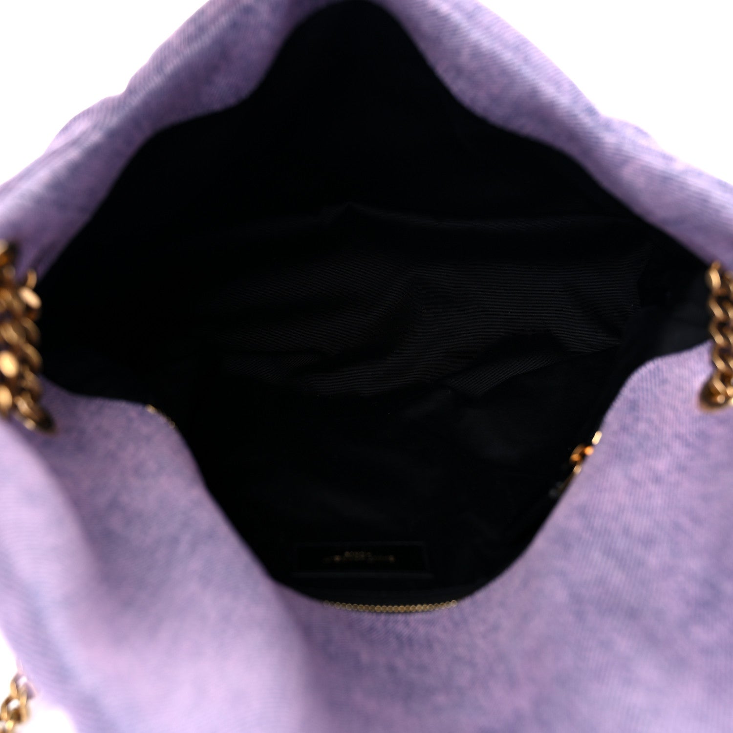 Saint Laurent Denim Quilted Medium Loulou Puffer Monogram Chain Satchel Bleached Lilac 5 of 9