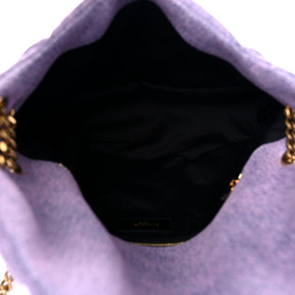 Saint Laurent Denim Quilted Medium Loulou Puffer Monogram Chain Satchel Bleached Lilac 5 of 9