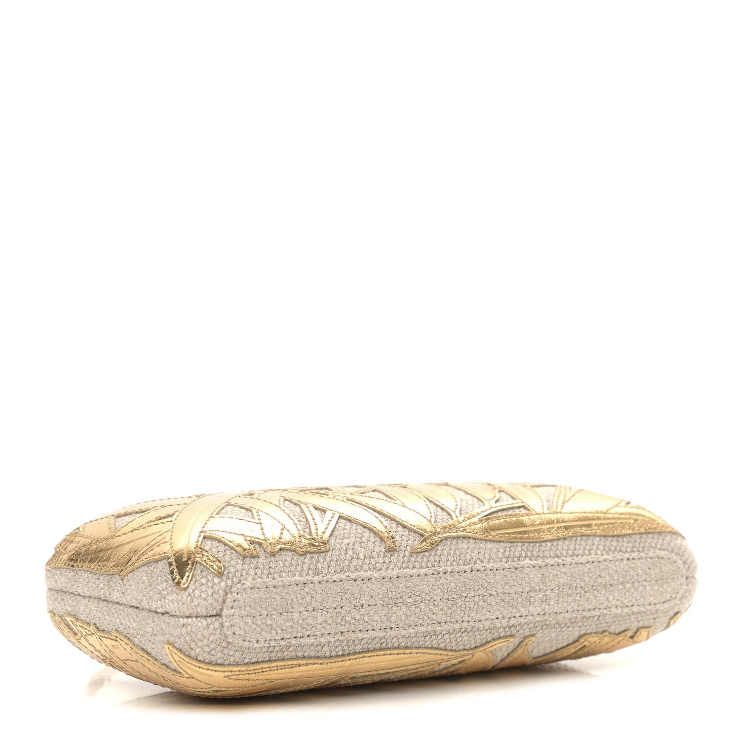 Pleated Toile Embroidered Lambskin Evening In Greece Clutch Gold
