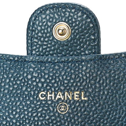 Chanel Metallic Caviar Quilted Flap Card Holder Wallet Dark Blue 6 of 9