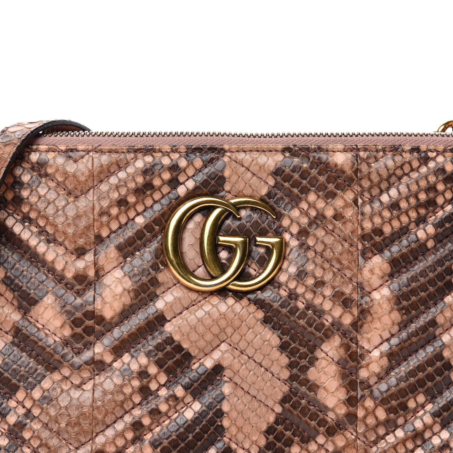 Snakeskin Matelasse GG Marmont Double Zip Chain Bag