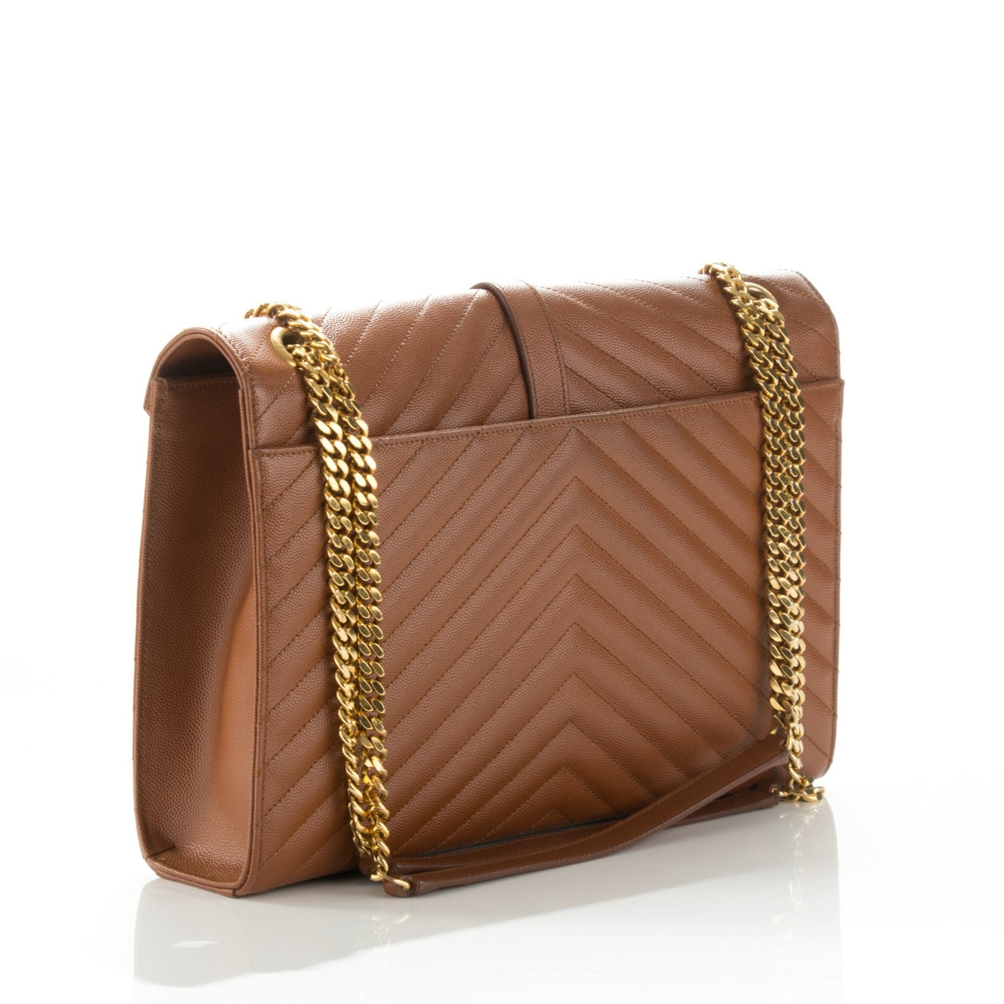 Grain De Poudre Matelasse Chevron Large Monogram Satchel Brown