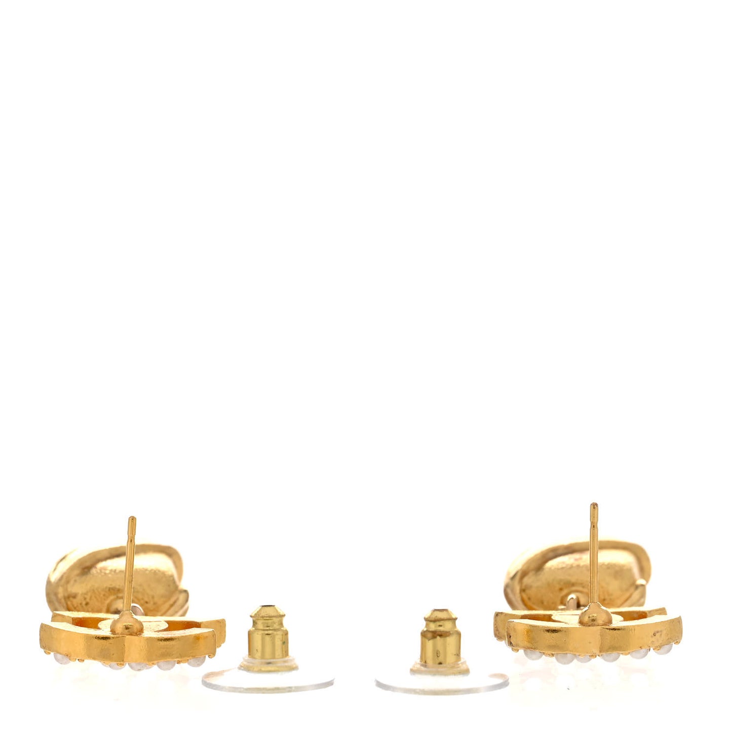 Metal Crystal Pearl CC Drop Earrings Gold Pink