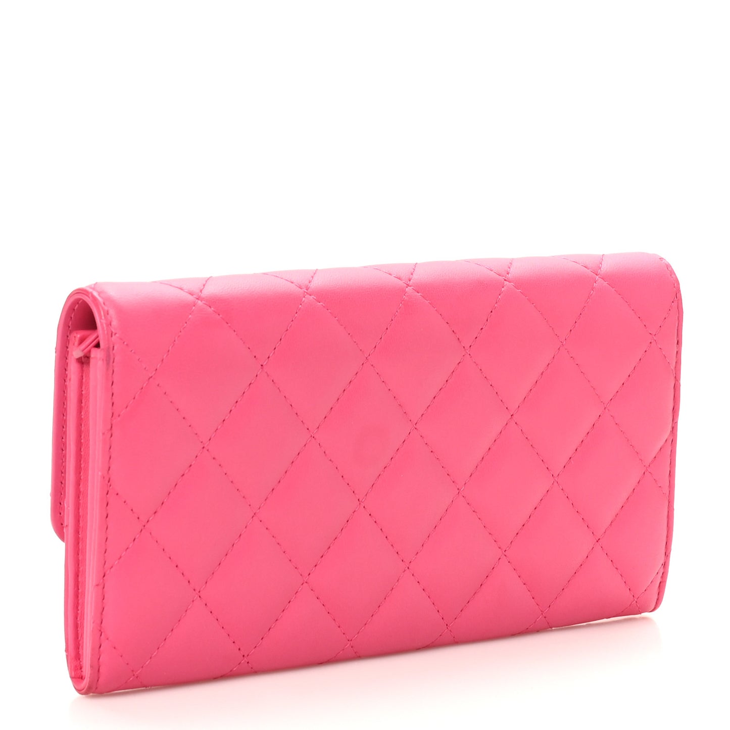 Lambskin Quilted Large Flap Wallet Pink