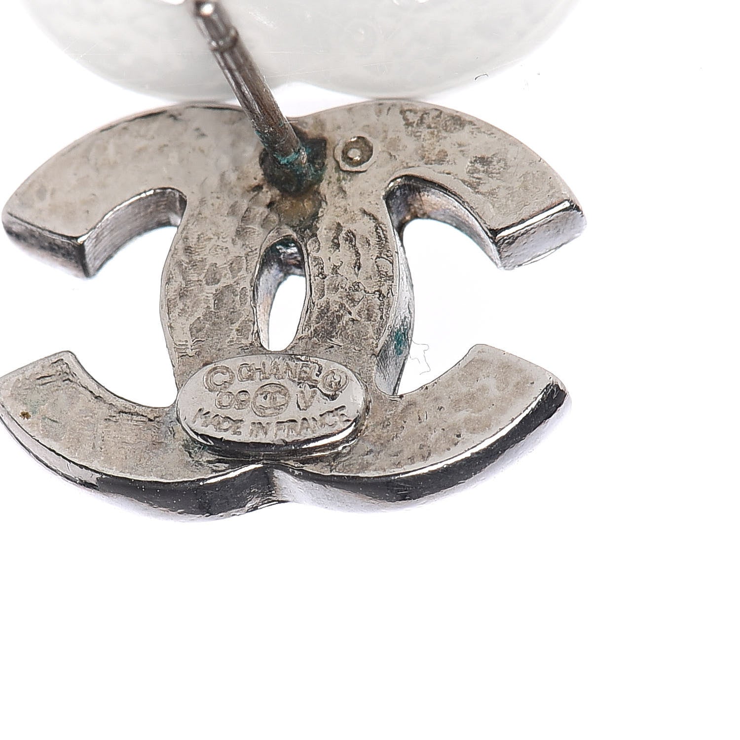 Chanel Crystal Timeless CC Earrings Silver 4 of 5