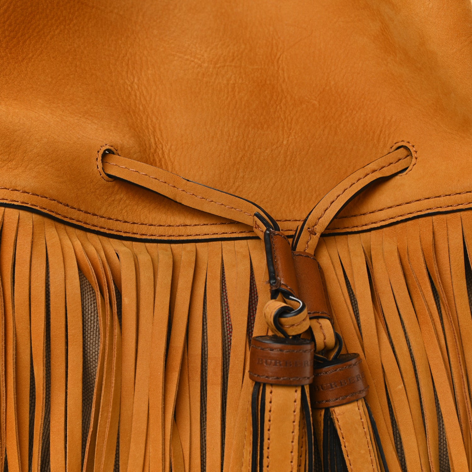 Burberry Suede Fringe Large Belgrove Bucket Bag Tan 7 of 8