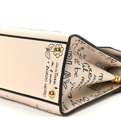 Dolce & Gabbana Calfskin Graffiti Printed Welcome Satchel White Black 9 of 9