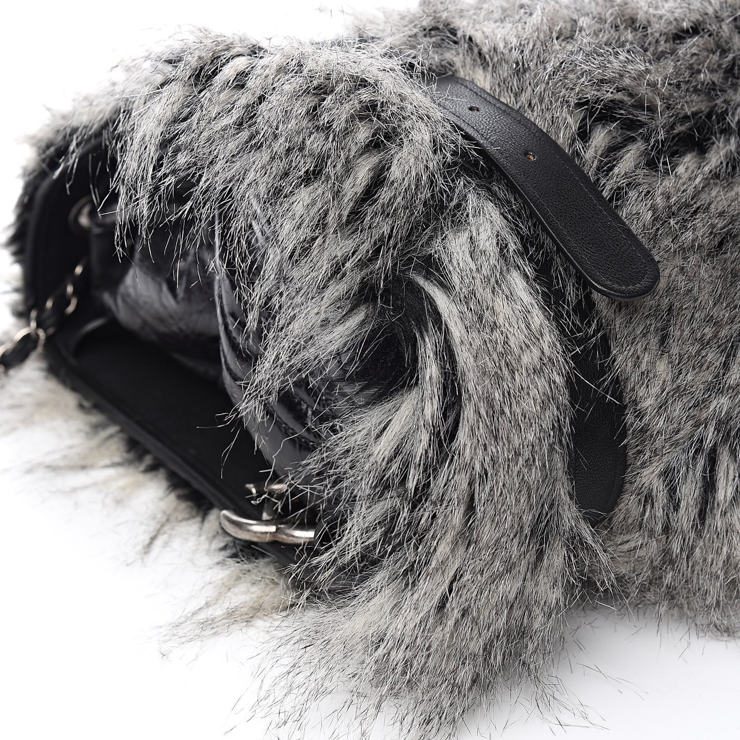 Iridescent Calfskin Fantasy Fur Backpack Grey