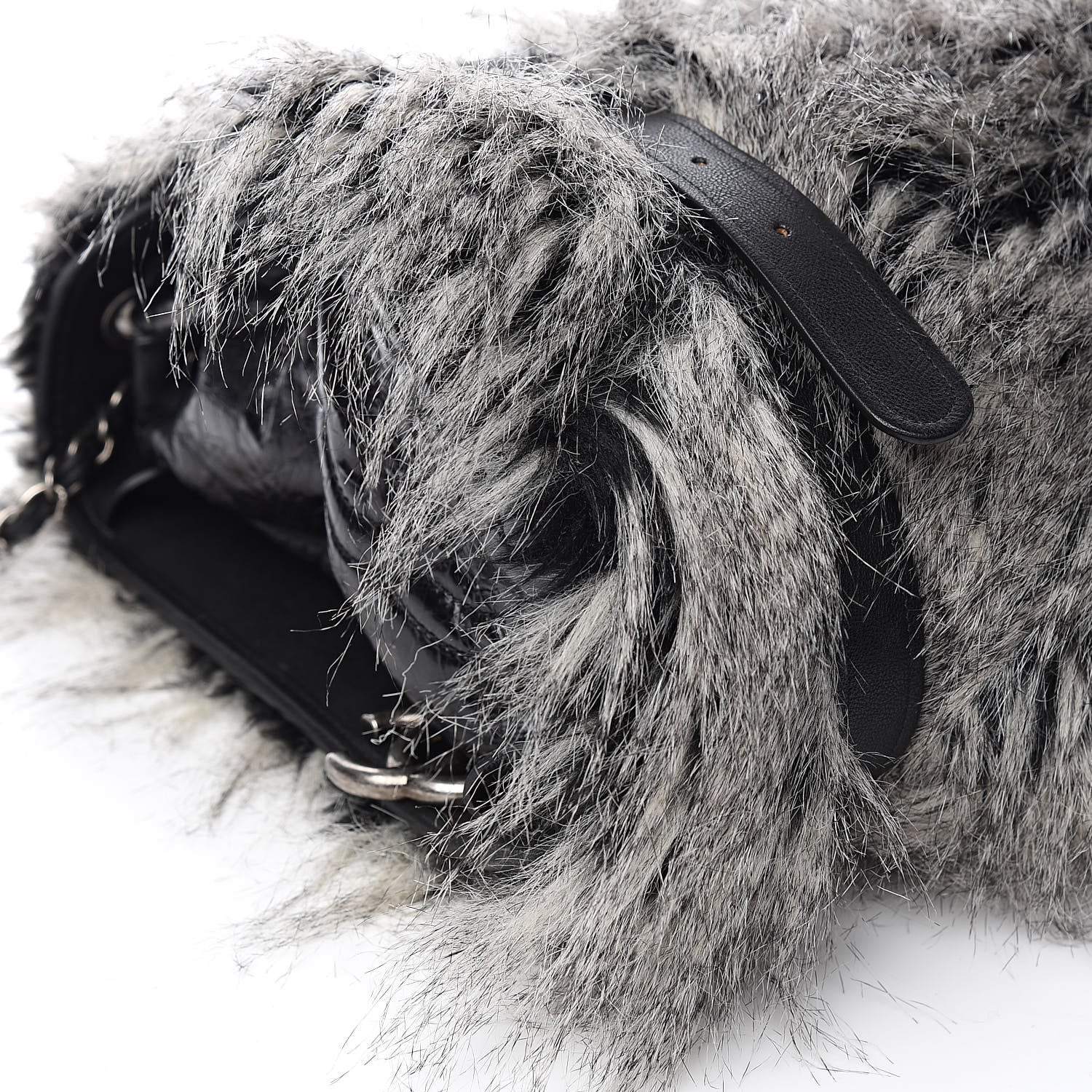 Chanel Iridescent Calfskin Fantasy Fur Backpack Grey 11 of 13