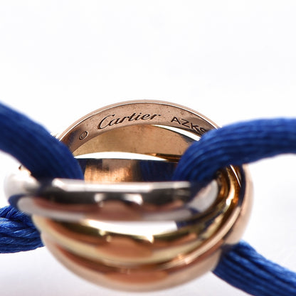 Cartier 18K Pink Yellow White Gold Trinity Adjustable Cord Bracelet Blue 4 of 4