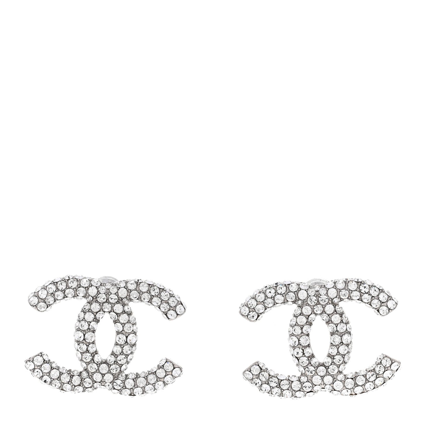 Crystal CC Treasure Chest Earrings Silver