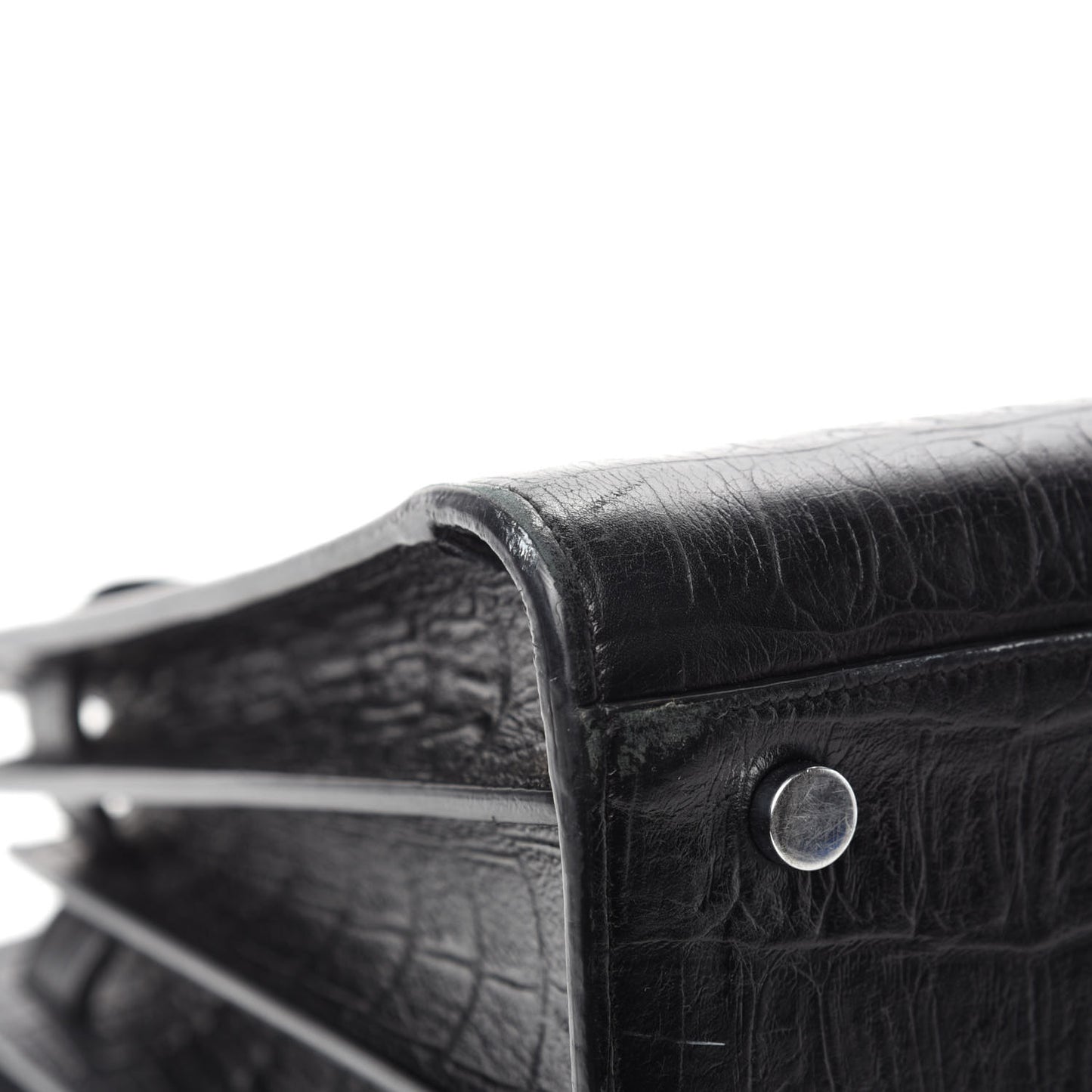 Calfskin Crocodile Embossed Small Sac de Jour Black