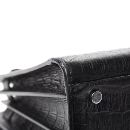 Saint Laurent Calfskin Crocodile Embossed Small Sac de Jour Black 8 of 16