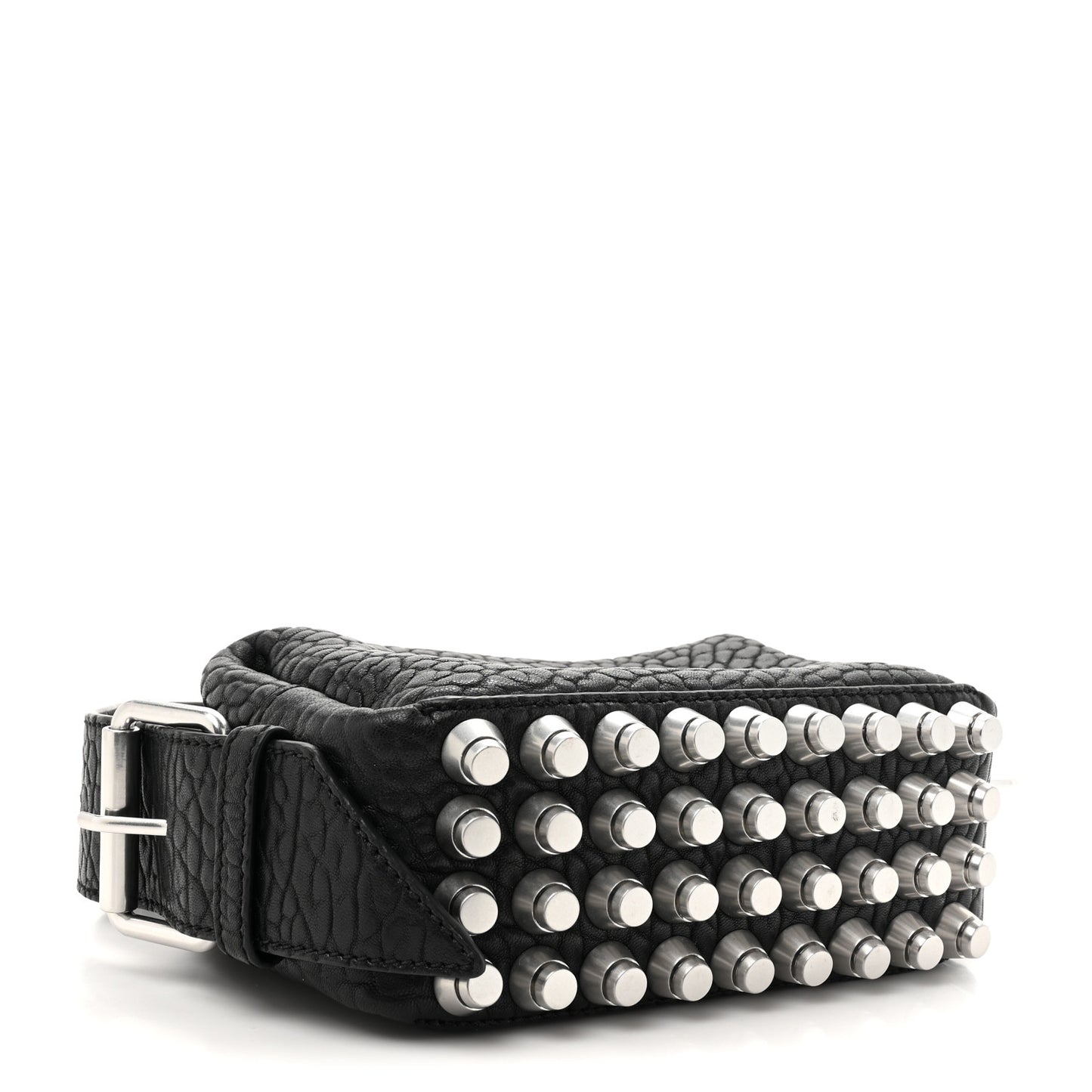 Pebbled Lambskin Small Ricco Shoulder Bag Black