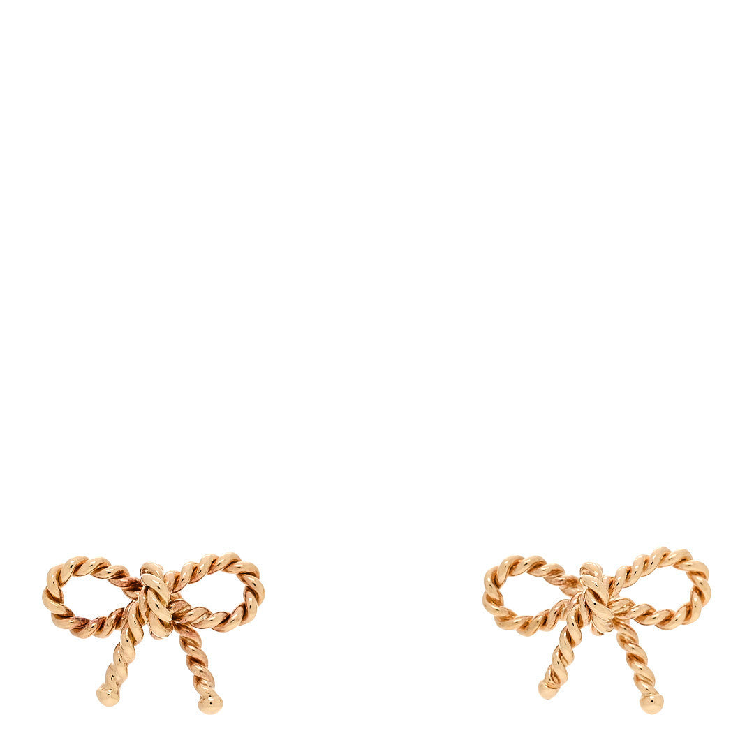 Tiffany 18K Yellow Gold Twist Bow Earrings 1 of 4