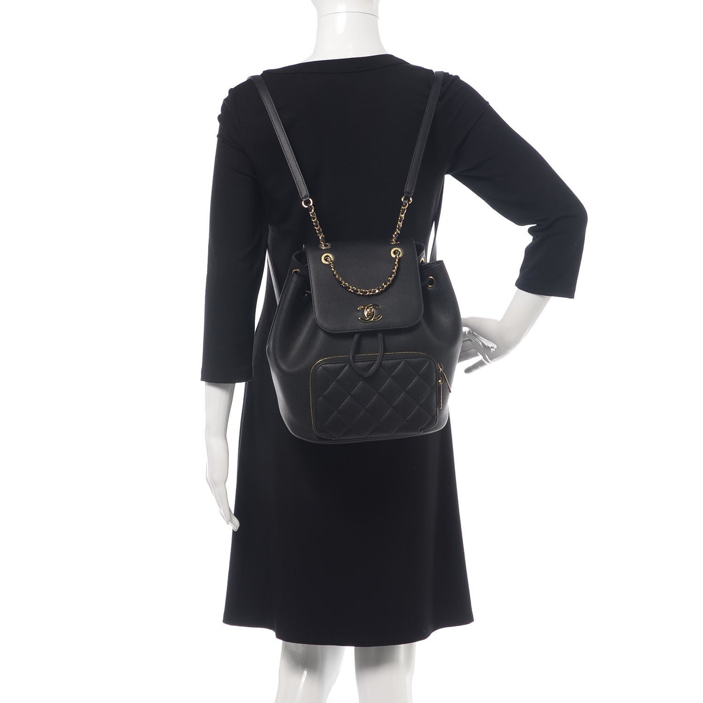 Caviar Quilted Business Affinity Backpack Black