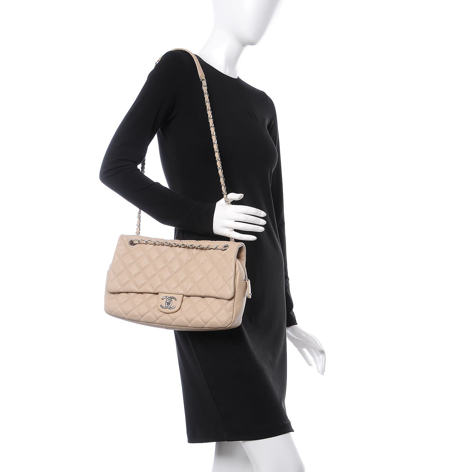 Chanel Caviar Quilted Jumbo Easy Flap Beige 2 of 7