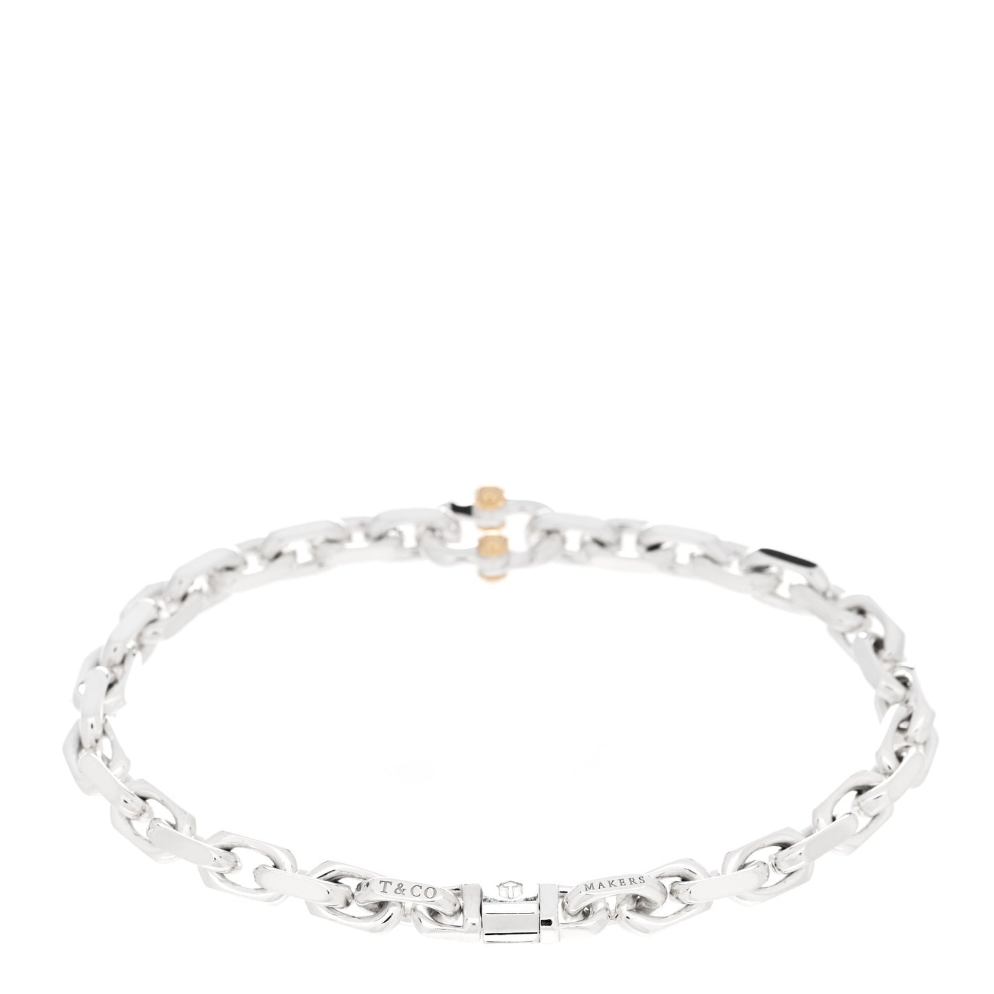Sterling Silver 18K Yellow Gold Narrow Makers Chain Link Bracelet