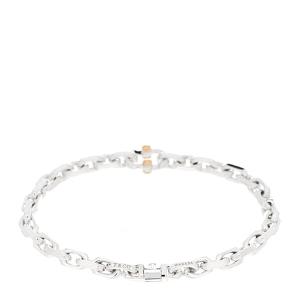 Tiffany Sterling Silver 18K Yellow Gold Narrow Makers Chain Link Bracelet 2 of 4
