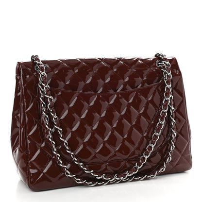 Chanel Patent Quilted Maxi Single Flap Dark Red 3 of 9