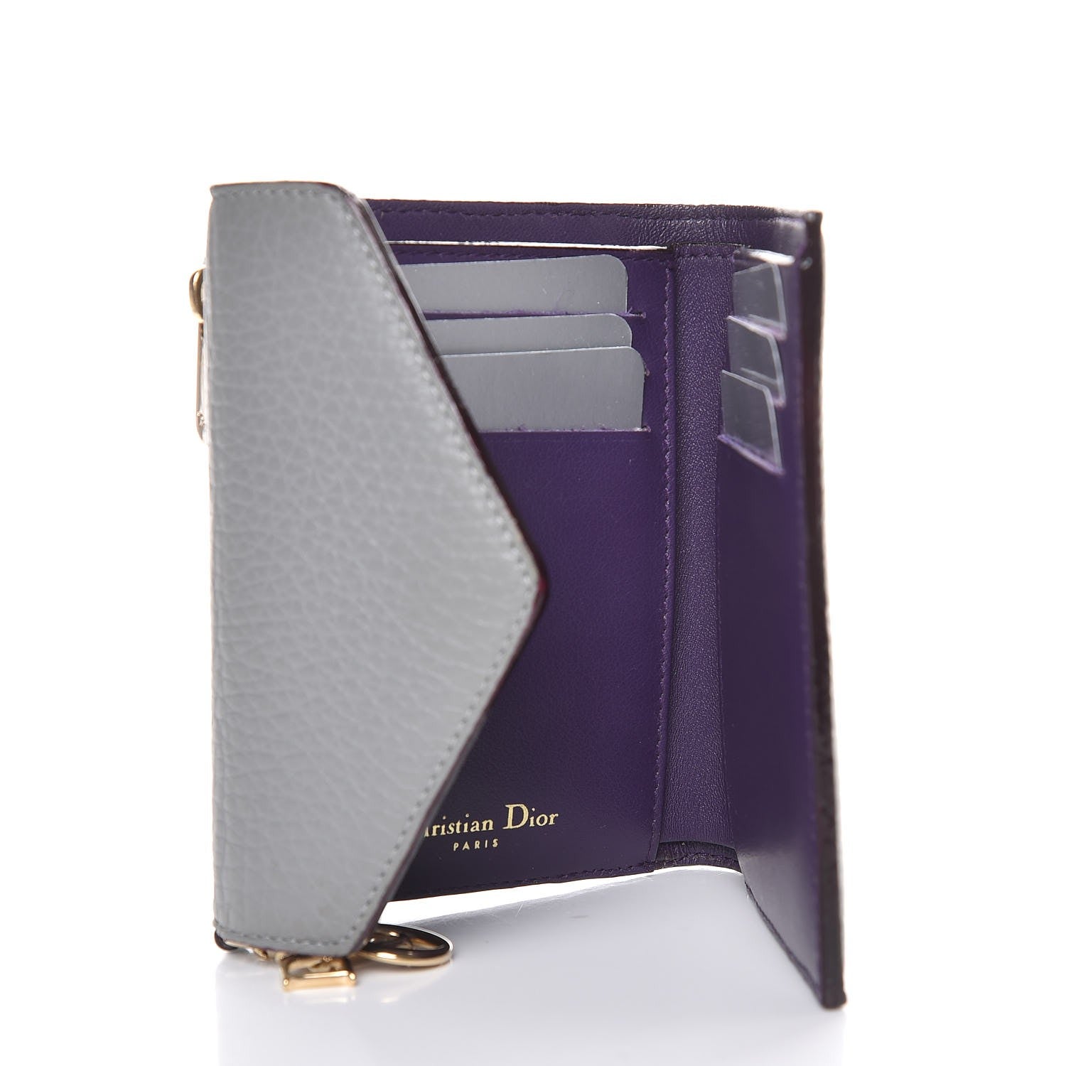 Christian Dior Bullcalf Diorissimo Medium Envelope Wallet Gris 6 of 8