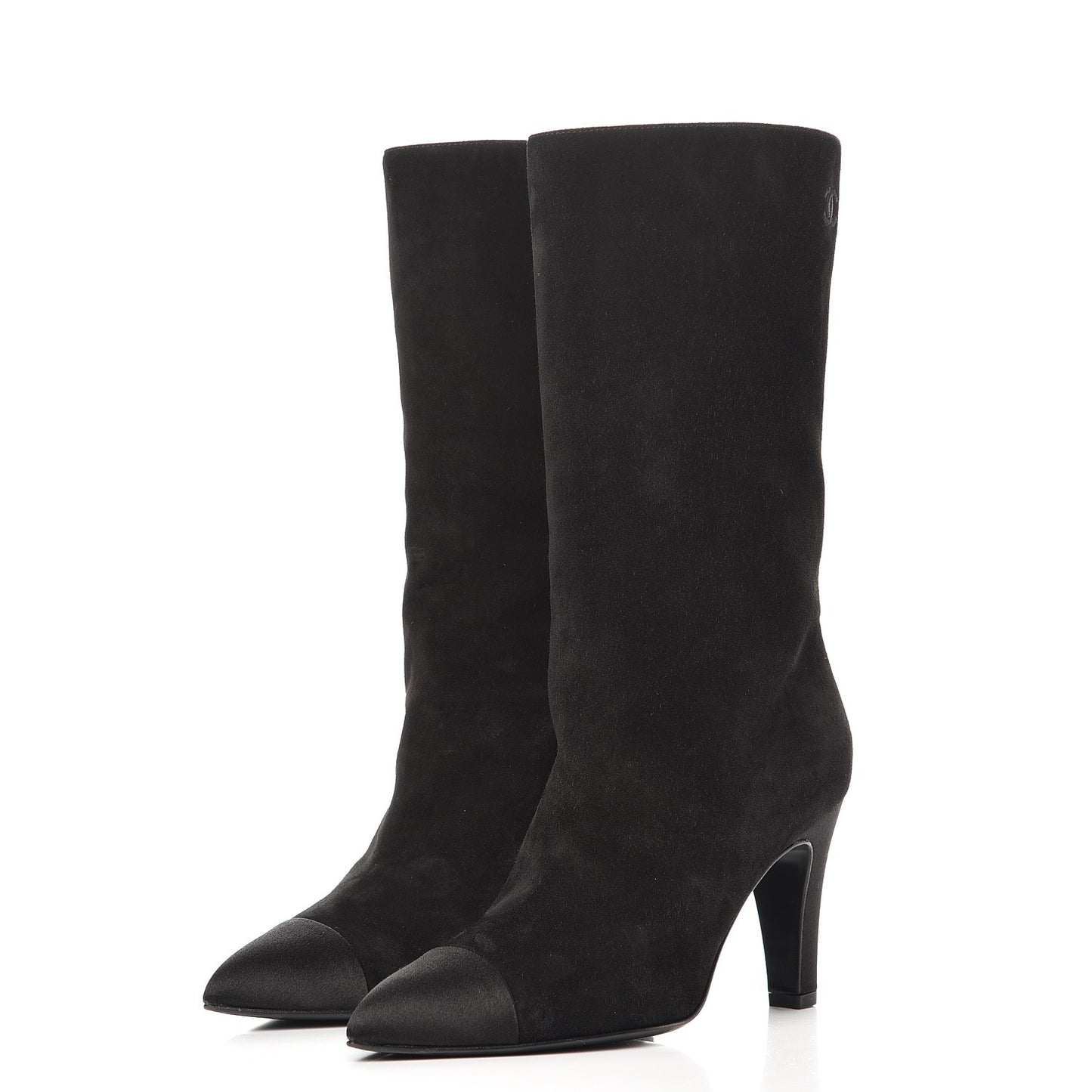 Suede Calfskin Satin Gabrielle Cap Toe Short Boots 37 Black