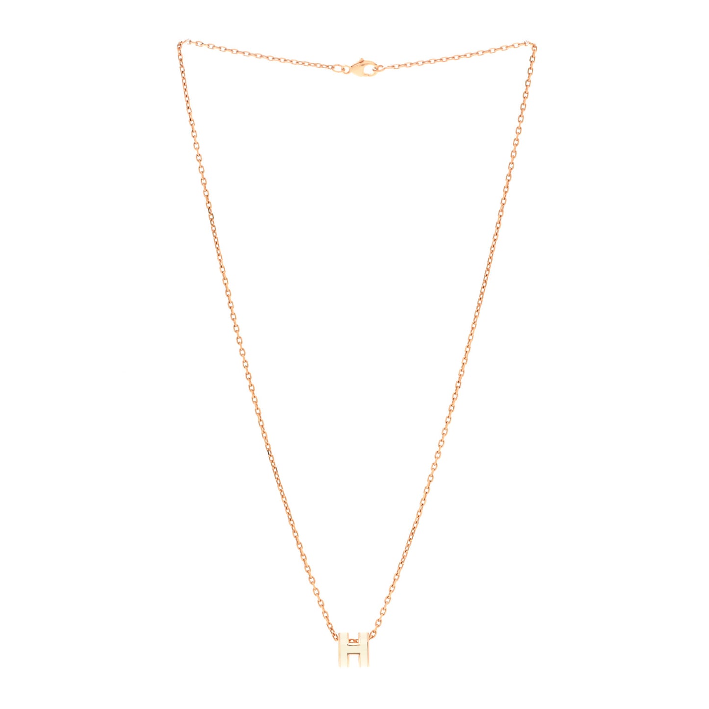 Lacquered Gold Mini Pop H Pendant Necklace White