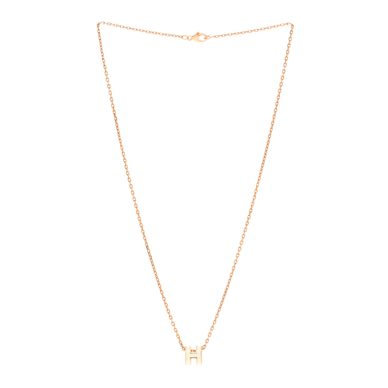 Hermes Lacquered Gold Mini Pop H Pendant Necklace White 3 of 8