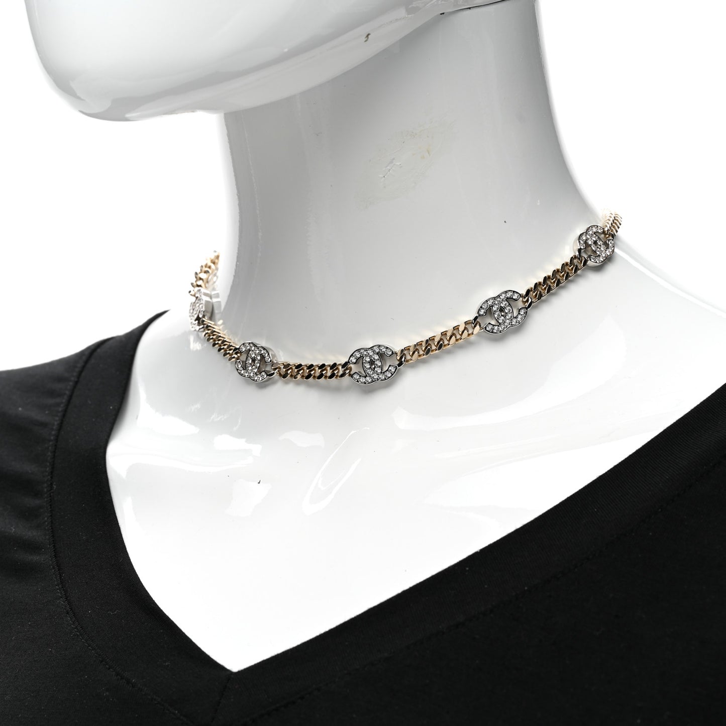 Crystal Chain CC Necklace Gold Silver