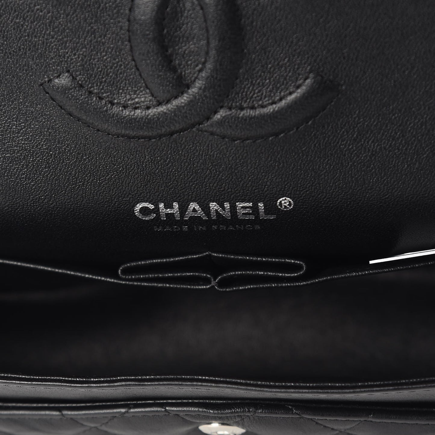 Crumpled Calfskin Quilted Medium Double Flap So Black