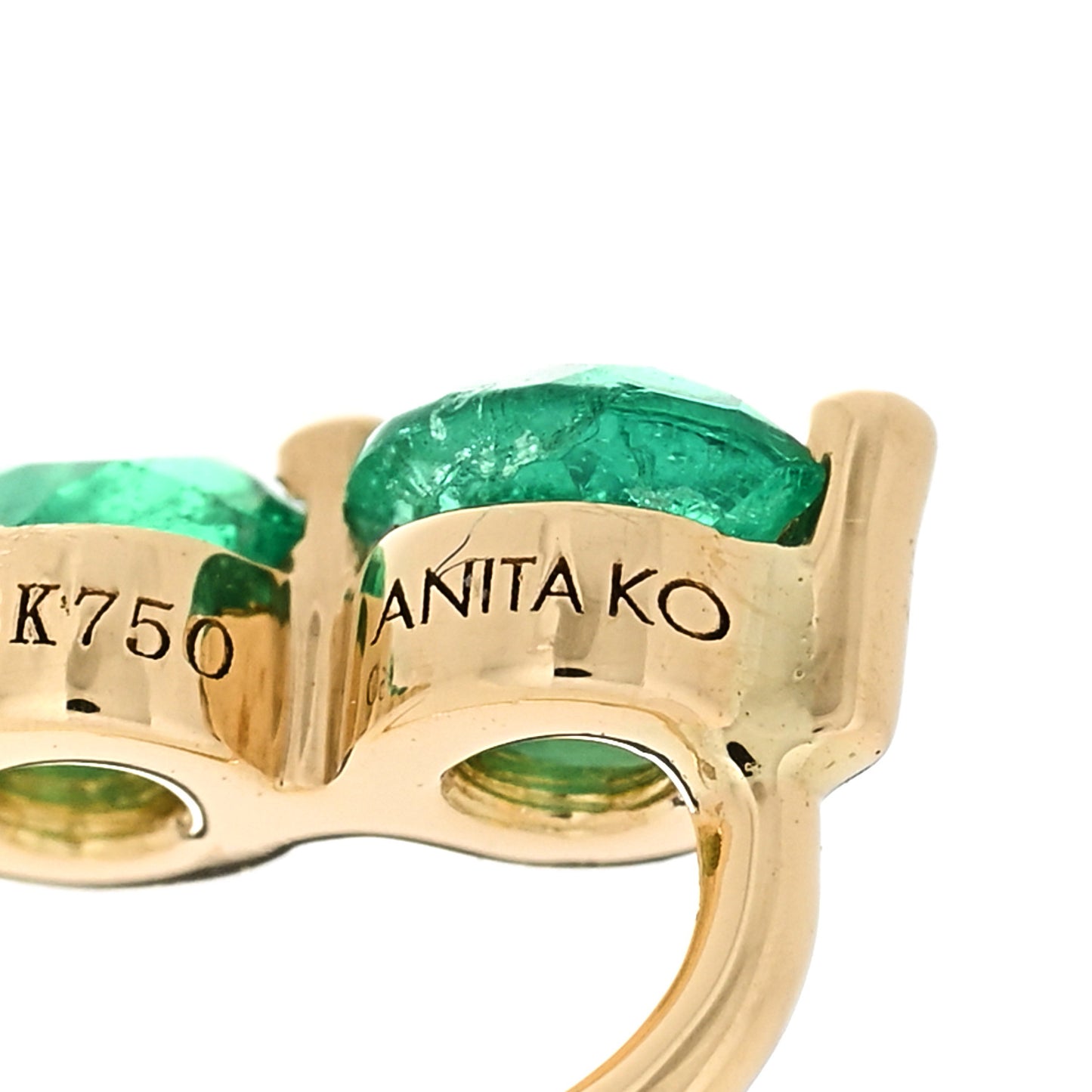 18K Yellow Gold Diamond Emerald Floating Earring