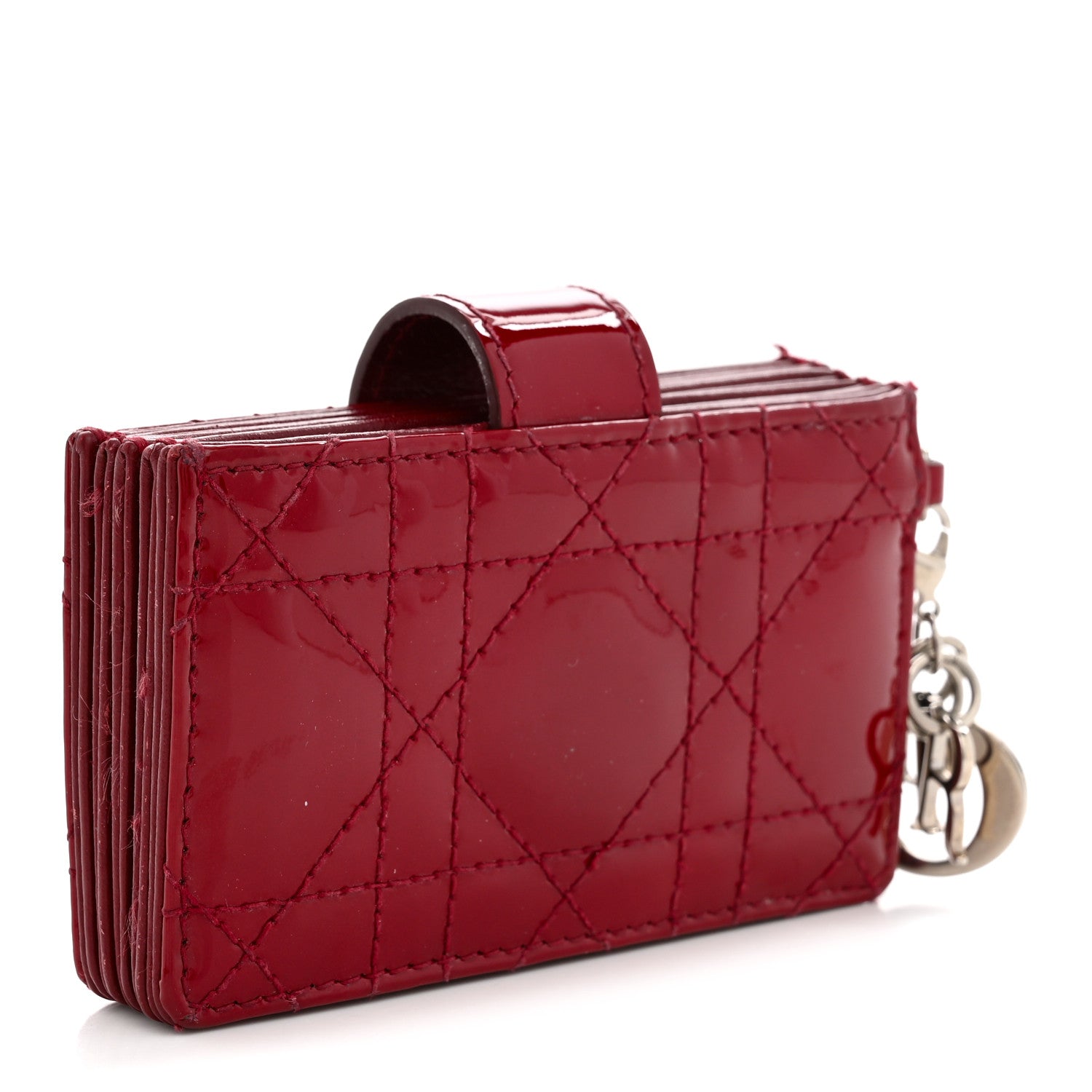 Christian Dior Patent Cannage Lady Dior 5-Gusset Card Holder Rouge 3 of 9