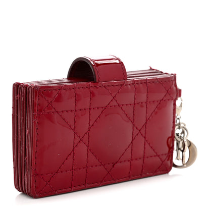 Christian Dior Patent Cannage Lady Dior 5-Gusset Card Holder Rouge 3 of 9