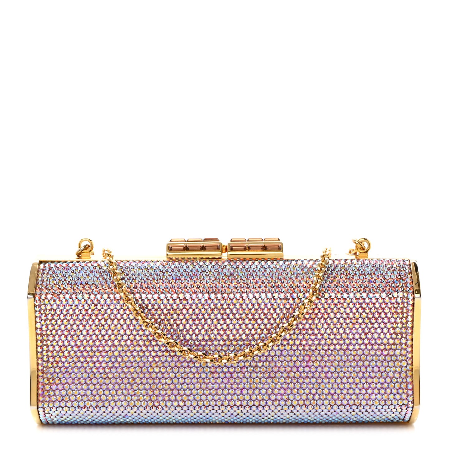 Swarovski Crystal Minaudiere Clutch Gold