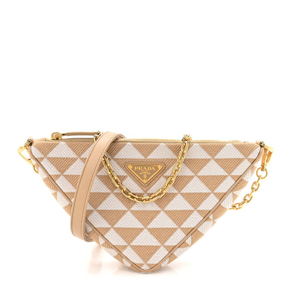 Prada Jacquard Triangolo Symbole Embroidered Mini Triangle Bag Corda Talco 1 of 10