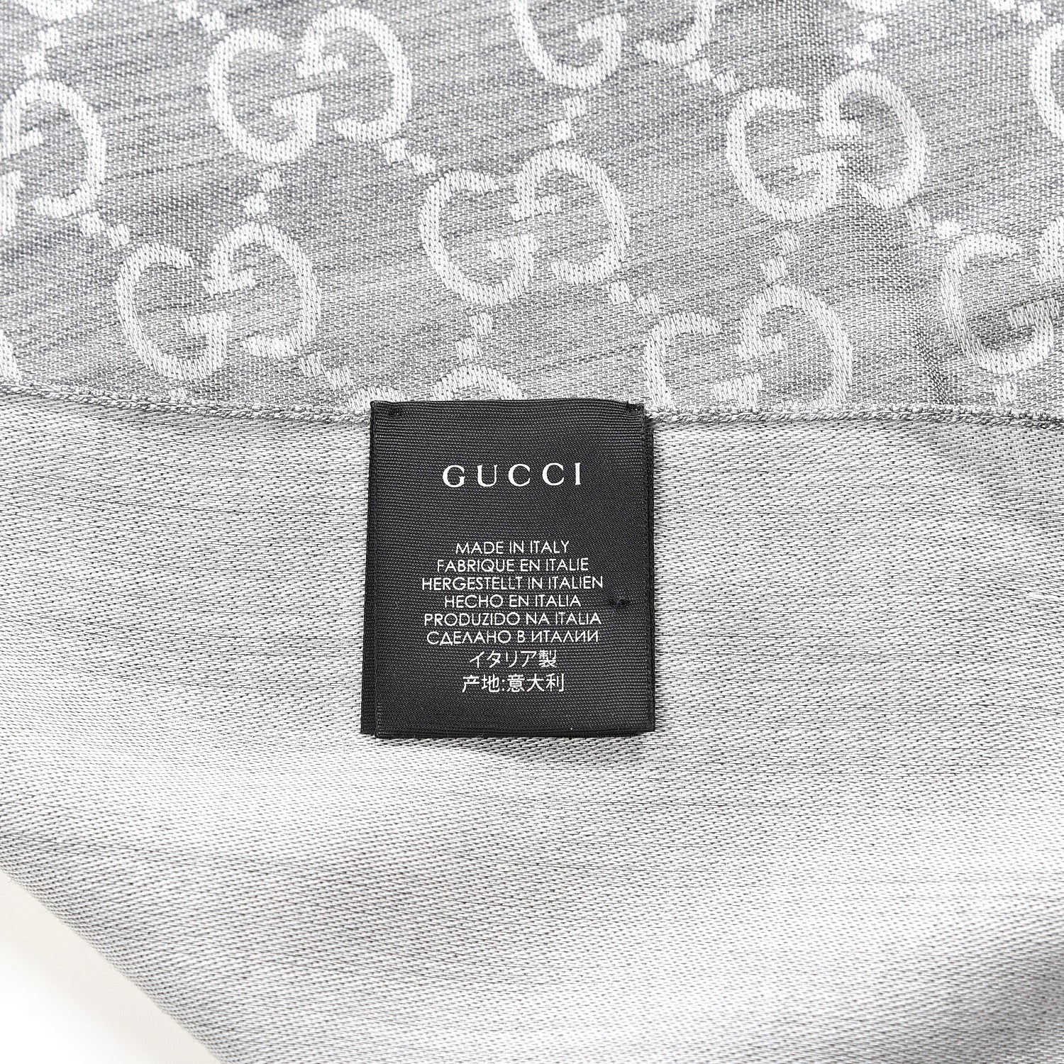 Gucci Wool Silk GG Monogram GGNat Scarf Lead 4 of 4