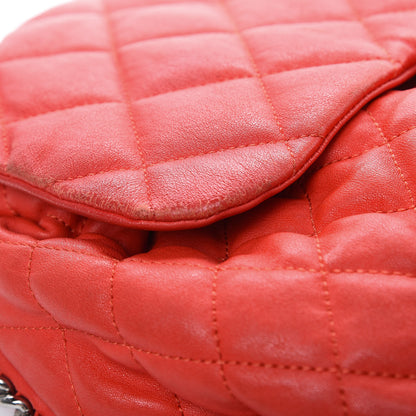 Chanel Washed Lambskin Quilted Large Chain Around Messenger Red 15 of 23