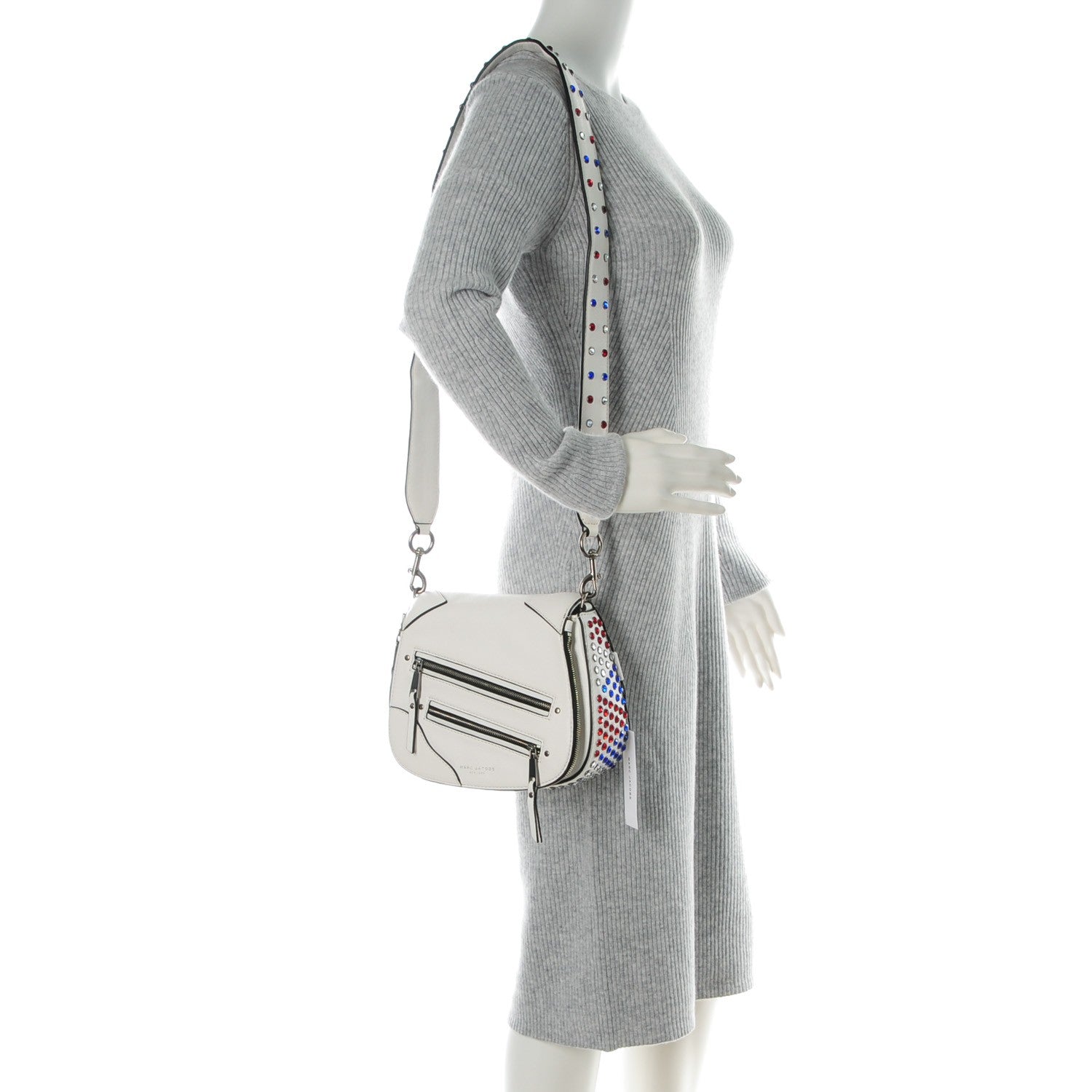 Marc Jacobs Calfskin Crystal Studded Small Pretty Young Thing Saddle Bag Star White 2 of 7