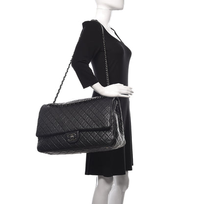 Chanel Calfskin Quilted XXL Travel Flap Bag Black 2 of 10