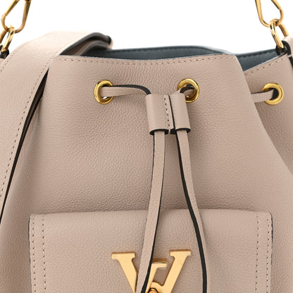 Louis Vuitton Calfskin Lockme Bucket MM Greige 7 of 9