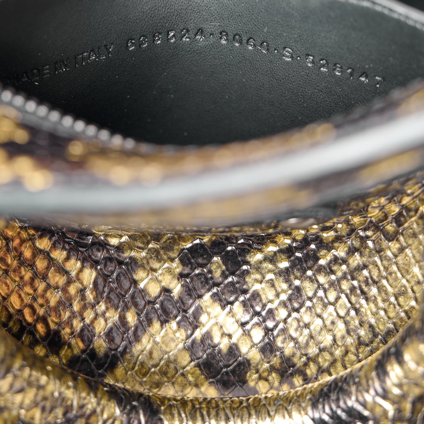 Calfskin Snake Effect Neo Classic Silver Hardware Mini City Gold Black