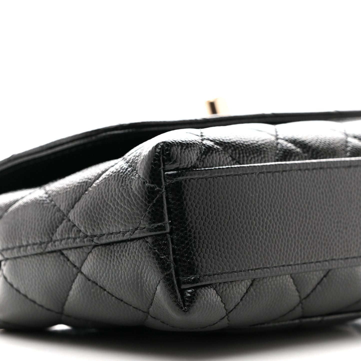 Caviar Quilted Coco Handle Clutch With Chain Black