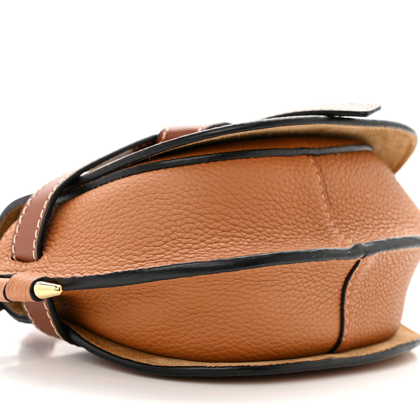Grained Calfskin Mini Gate Crossbody Bag Caramel Pecan