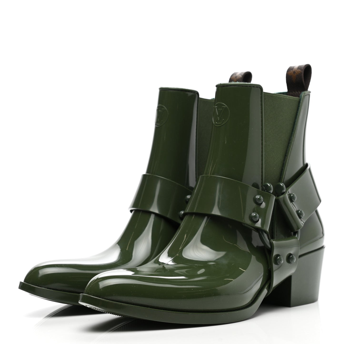 Rubber Monogram Rhapsody Ankle Boots 39 Kaki