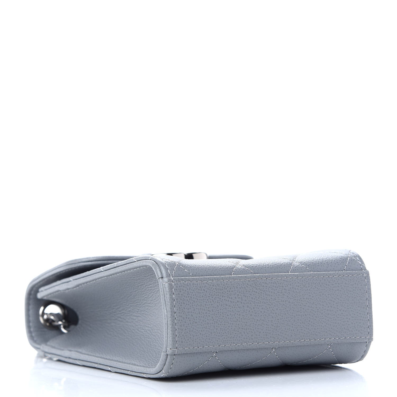 Chanel Grained Calfskin Quilted CC Box Clutch With Chain Grey 4 of 10