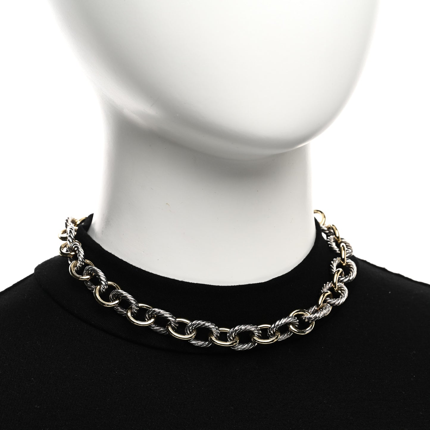 Sterling Silver 18K Yellow Gold 12mm Large Oval Link Necklace