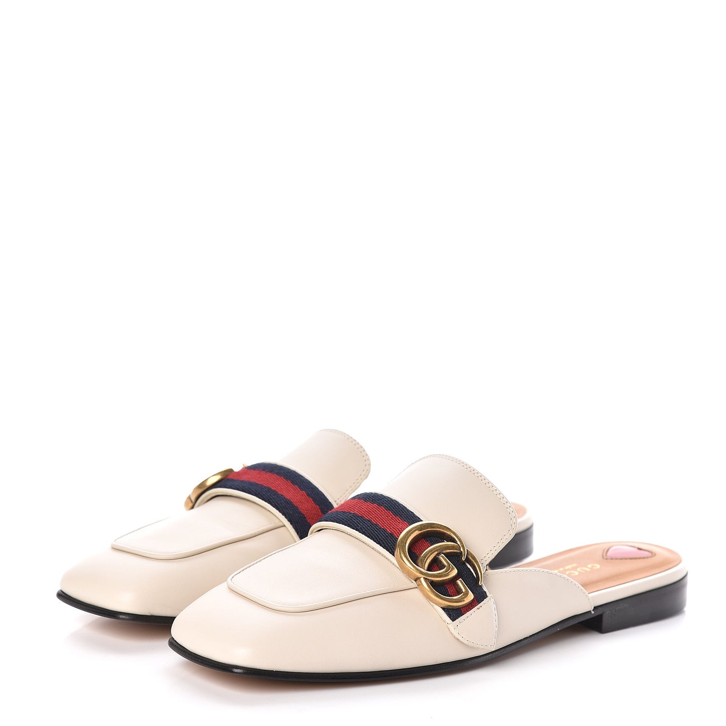 Calfskin Web Womens Peyton GG Slippers 38.5 Mystic White